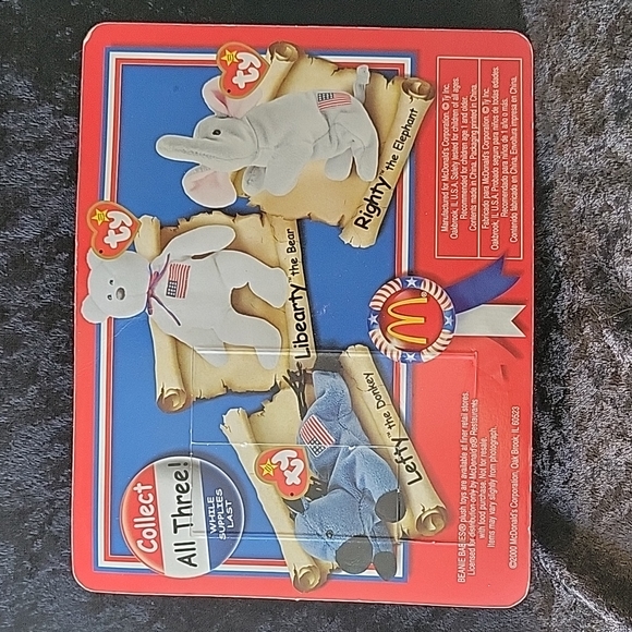 TY 2000 McDonald's Teenie Beanie America Trio Libearty the Bear - Picture 4 of 4